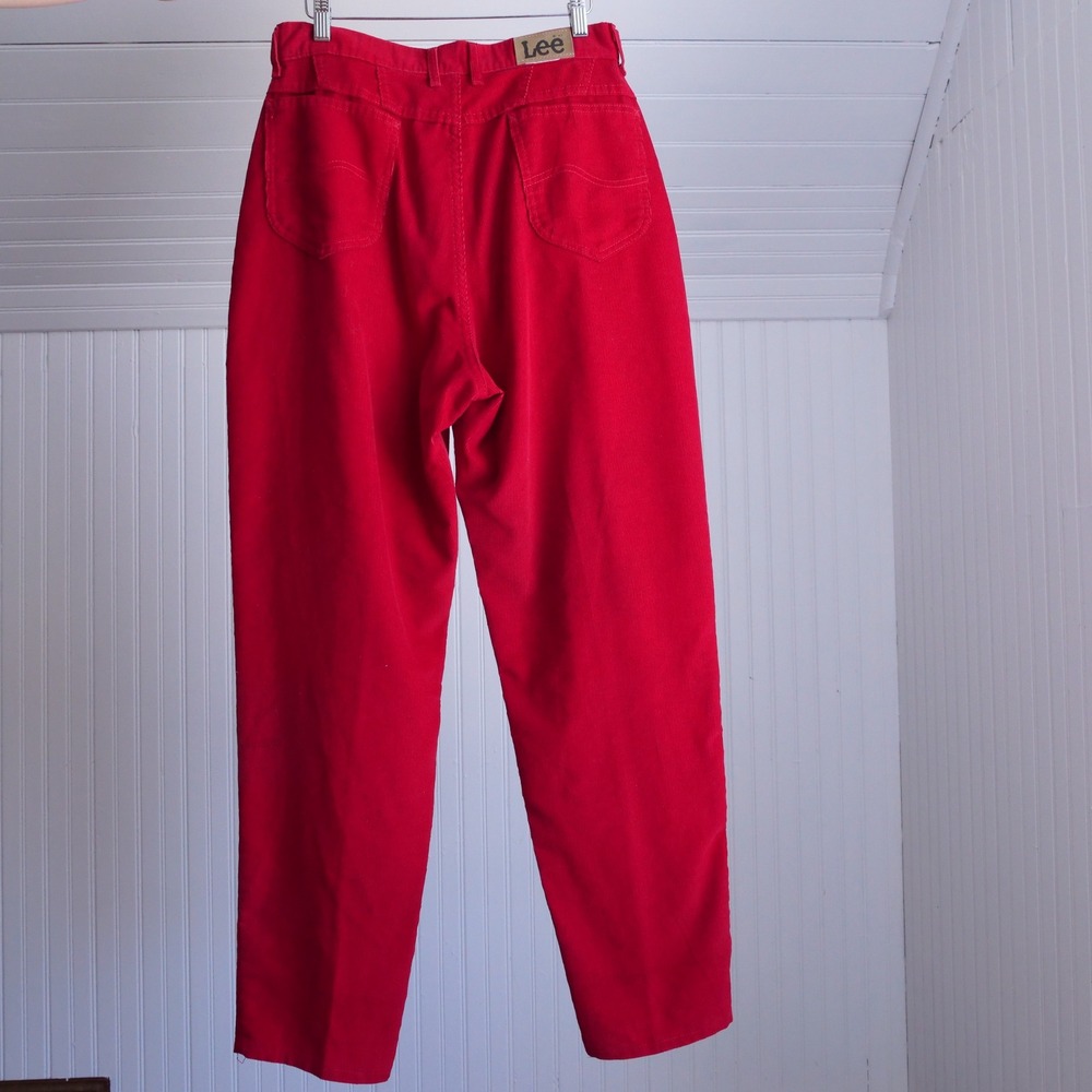 Vintage 80s union made Lee red corduroy high waisted slacks - Picture 2 of 8